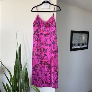 Urban Outfitters Magenta Lace-Trim Dress